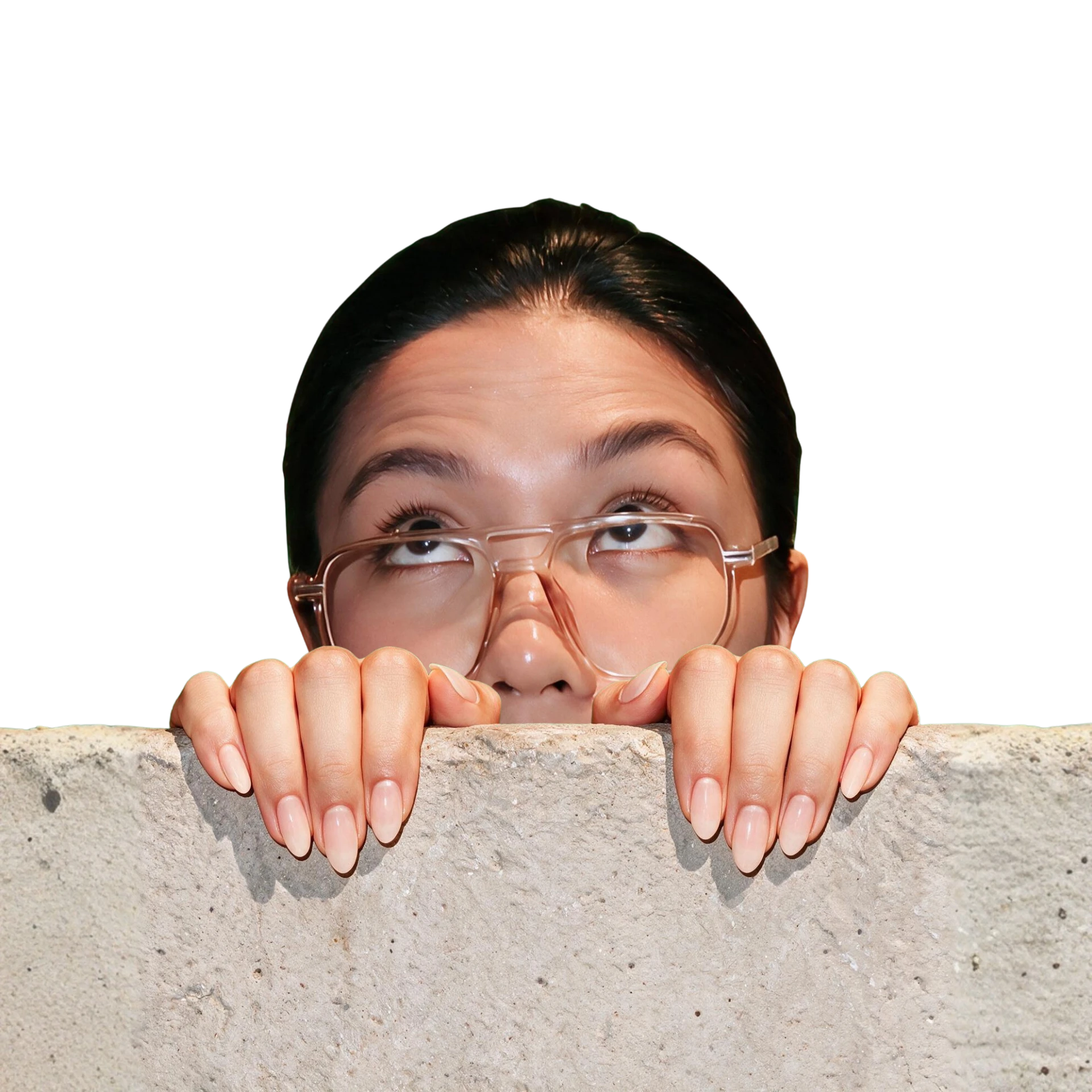 Zoe peeking over a wall